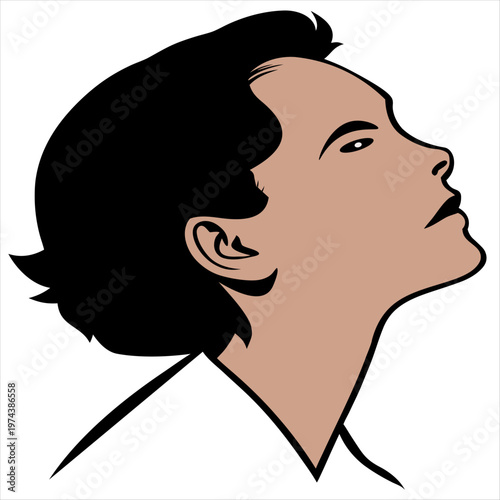 Silhouette portrait of a person gazing upward with thoughtful expression