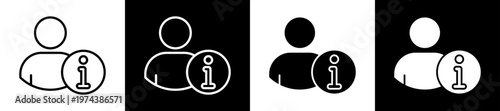 User Info Icon In Flat Version On Black And White Background 