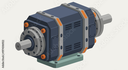 Industrial Gearbox with Mounting Base and Output Shaft.