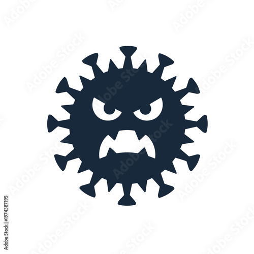 Vector of a virus with sharp spikes and an angry facial expression
