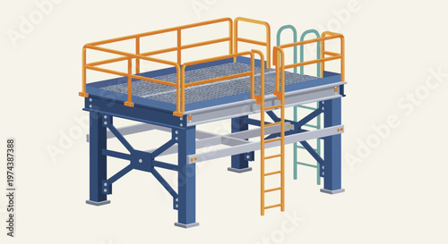 Industrial Platform with Ladder and Safety Rails.