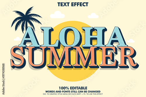 Aloha summer editable text effect