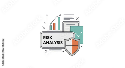 Risk Analysis Concept with Shield and Data Charts.
