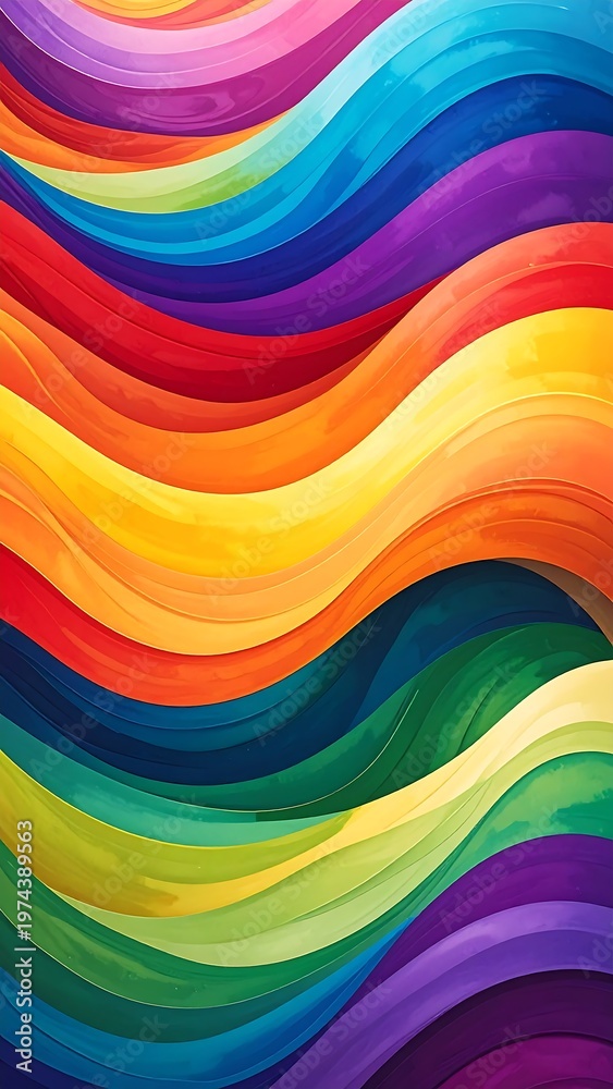 Fototapeta premium A vibrant abstract artwork featuring wavy lines in rainbow colors