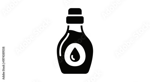 Stylized Black Silhouette of a Bottle with a Droplet Icon Representing Liquid or Oil.