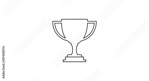Minimalist black outline trophy icon on white background
