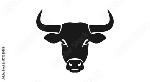 Minimalist bull head silhouette icon in black and white