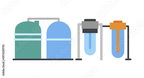 Water Purification System Industrial Equipment Illustration.