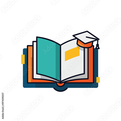 Graduation Cap on Open Book.