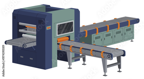Automated industrial conveyor belt system for manufacturing and production processes.