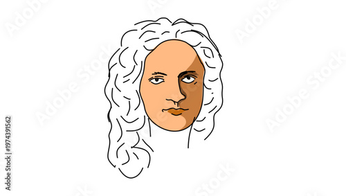 Antonio Vivaldi portrait, flat vector illustration