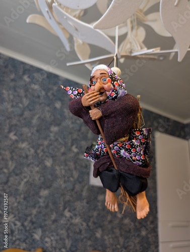 girl Swedish Easter decorations at home