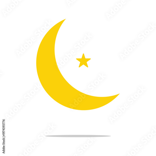 Crescent icon, flag flat symbol isolated on white background. Moon vector Illustration . EPS 10 .