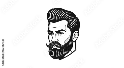 Man with beard and pompadour hairstyle illustration