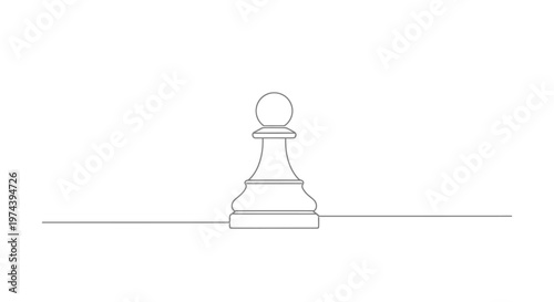 Minimalist continuous line art of a chess pawn