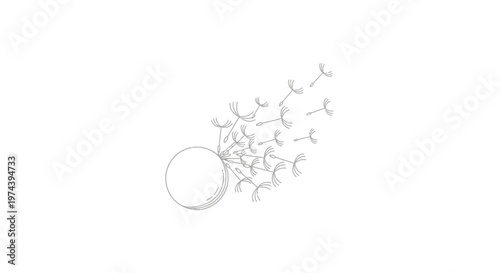 Minimalist dandelion seeds blowing in the wind illustration