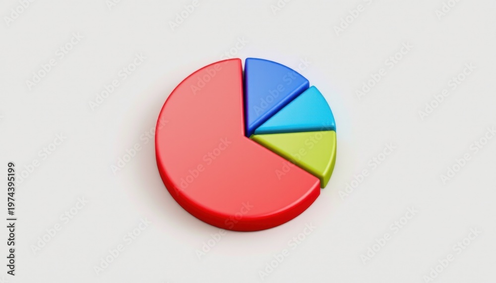 Obraz premium 3D pie chart illustration in vibrant colors for data visualization and analysis