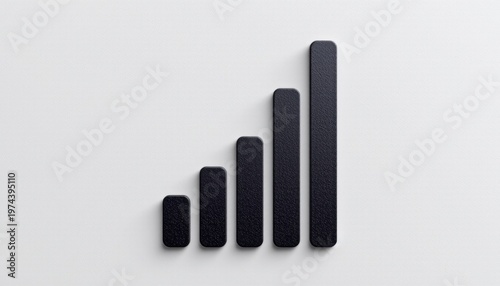 black signal bars representing data growth on a minimalist background