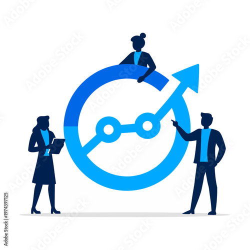 Business people in a vector showing circular progress and growth