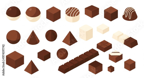 Assorted Chocolate Pralines and Confections Display.