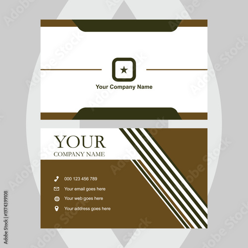Elegant Olive Green and White Modern Business Card Template