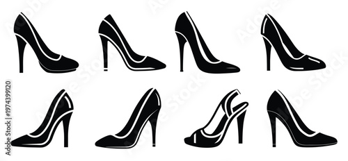 elegant black high heel boots and stiletto footwear fashion