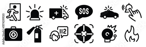 emergency help icon set