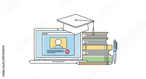Monochrome line art illustration of DJ equipment including turntable headphones mixer and speakers.