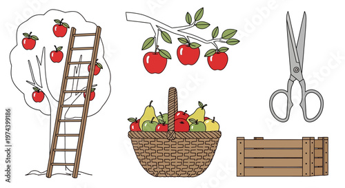 Monochrome line art illustration of DJ equipment including turntable headphones mixer and speakers.