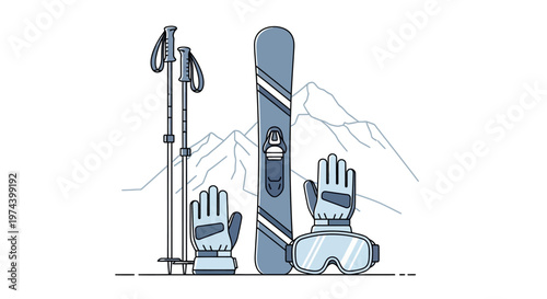 Monochrome line art illustration of DJ equipment including turntable headphones mixer and speakers.