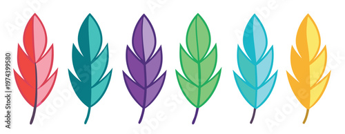  feather concept colorful linear icons color offset line