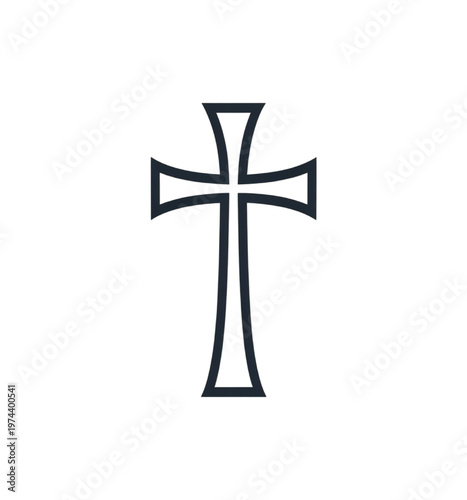 Minimal black and white catholic cross symbol christian vector illustration EPS PNG file