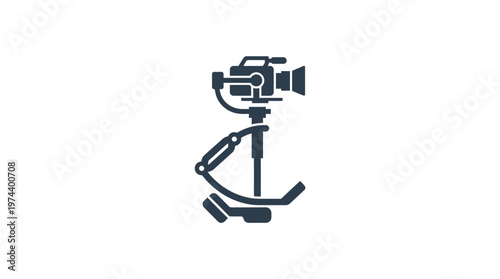 Camera on a Monopod with Stabilizer