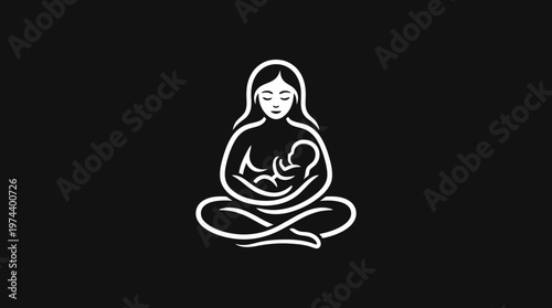 Minimalist Mother and Baby Silhouette Logo