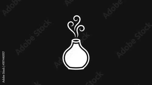 Minimalist Aroma Diffuser Icon on Black Background
