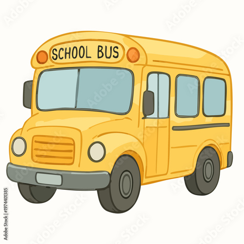 A bright yellow school bus on a clean white background