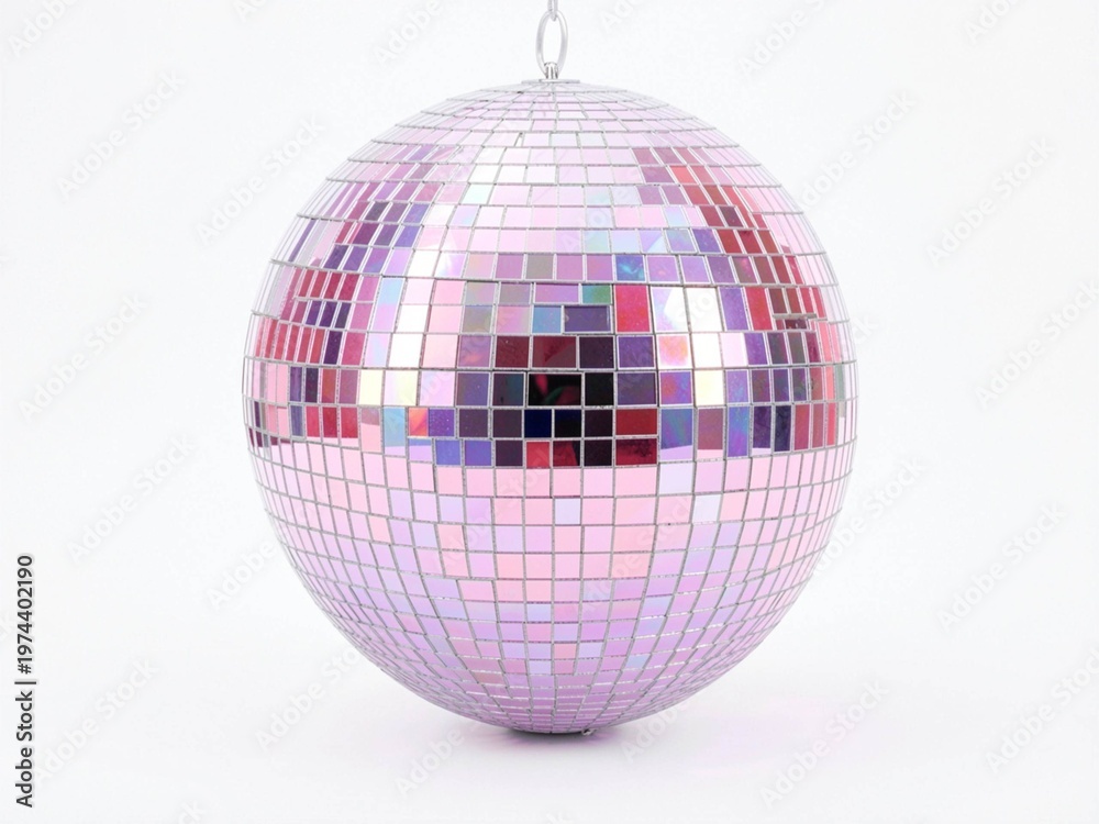 Fototapeta premium Floating Disco Ball Isolated on White Background 