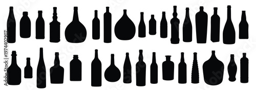 set of silhouettes bottles