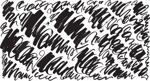 Hand drawn ink calligraphy pen line. abstract pattern texture background on transparent.
