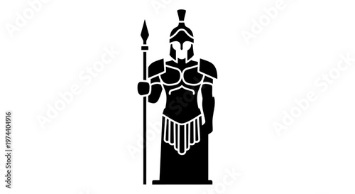 Ancient Greek Warrior Holding Spear.