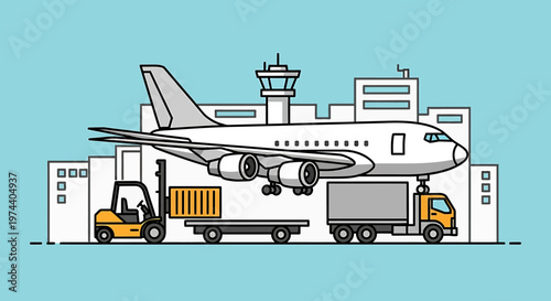 Airplane Cargo Loading Logistics Transportation.