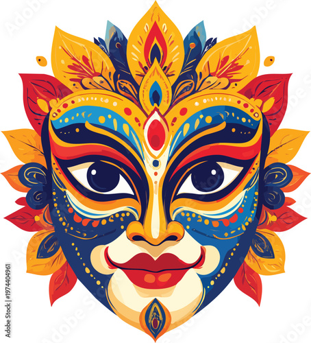 Chinese opera style carnival mask vector illustration isolated on white background