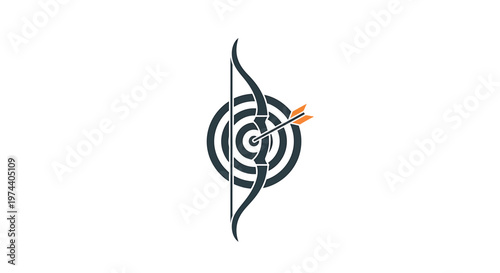 Archery Target with Bow and Arrow Depicting Accuracy and Precision.