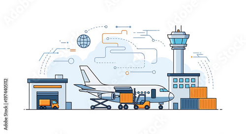 Airplane on the airport runway.