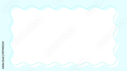 パステル水色の波線フレーム背景 シンプルで爽やかな横長16:9デザイン バナーやSNS投稿に使える素材