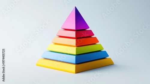 Colorful geometric shapes pyramid with a vibrant gradient design for creative and educational concepts in modern art and fashion photography