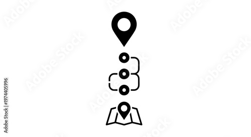 Black and white vector illustration of a location pin and map icon.