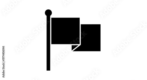 Black Flag Icon With Square Shape.
