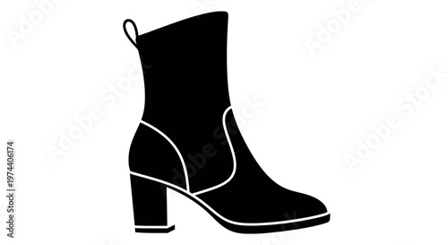 Black High Heeled Fashion Boot.