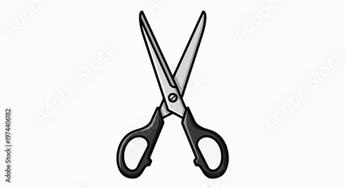 Black handled metal cutting scissors.